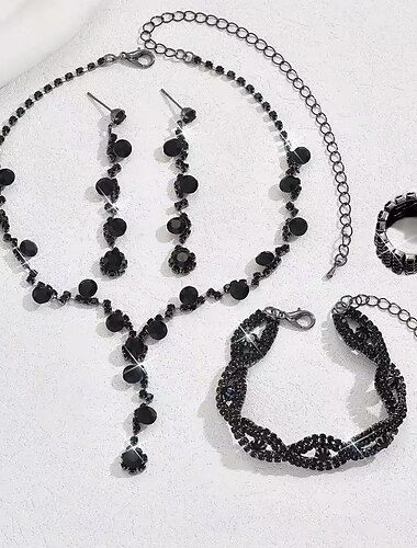  Brautschmuck-Sets 1 Legierung Ringe 1 Armband Ohrringe Halskette Damen Stilvoll Luxus Niedlich Freude Schmuck-Set Für Party-Abendmode