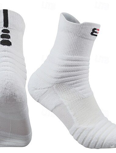  1 Paar Herren Wandersocken Sportsocken Atmungsaktiv Anti-Blasen Schweißableitend Gepolstert Outdoor Quarter Crew Patchwork Polyester Schwarz Weiß Grau zum Laufen