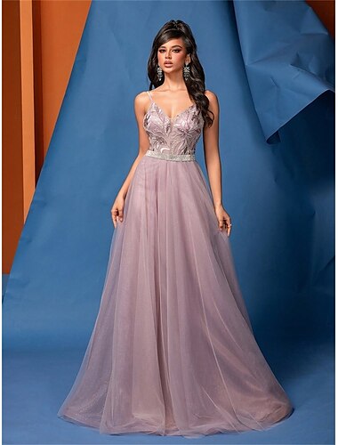  A-Linie Quinceanera-Kleider Elegant Kleid Formell Hochzeit Bodenlang Ärmellos Spaghettiträger Tüll Rückenfrei mit Falten 2025