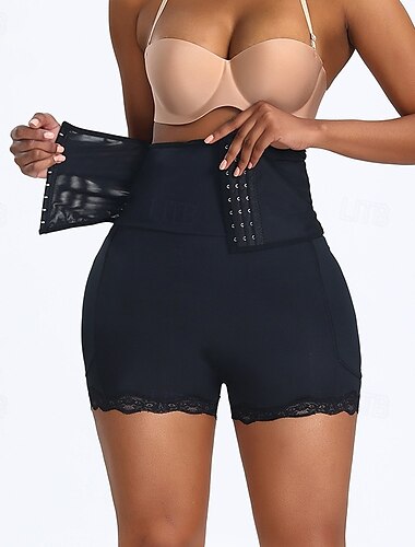  Damen Formende Unterwäsche Schwitzgürtel Sport Einfarbig Elastischer Bund Shorts Täglich Ärmellos Schwarz Beige Sommer Frühling Herbst Winter