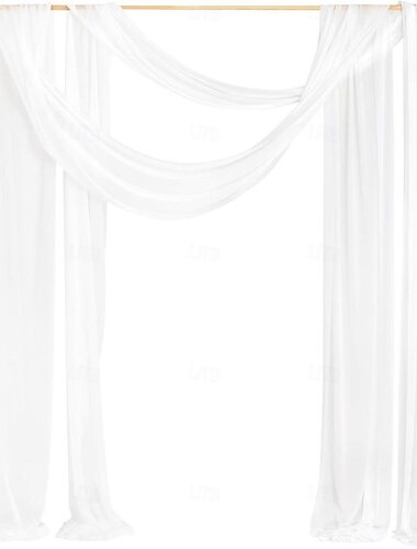  Tessuto in tulle a rete da 20 piedi, drappeggio trasparente in chiffon setoso e antipiega per decorazioni nuziali, baldacchini nuziali, fondali per eventi, festival e drappeggi ad arco