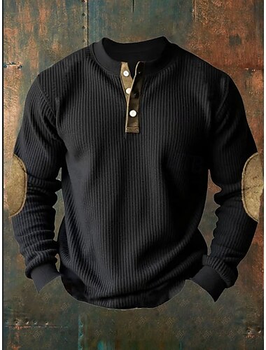  Hombre Sudadera Negro Cuello Mao Plano Estampado Con Texturas Diario Festivos Noche Poliéster Ropa de calle Casual Otoño Invierno Ropa Sudaderas con capucha Sudaderas Manga Larga