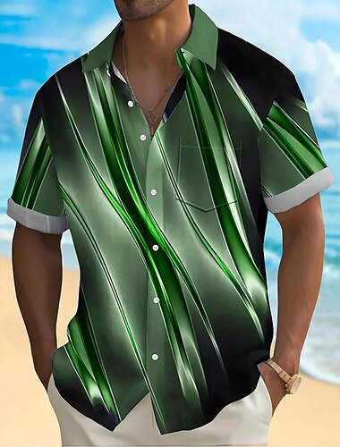  Herren Geometrisch Marmor Abstrakte Kunst Hemd Sommerhemd Knopfhemd Kurzarm Modisch lässig Outdoor Urlaub Alltagskleidung Sommer Frühling Umlegekragen 3D-Druck Hemden mit Kragen Eine Tasche vorne