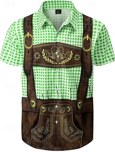  Oktoberfest Lederhosen-Print Hawaiihemden Aloha-Hemd Bayerisch München Deutsch Grafik Für Herren Erwachsene Karneval Oktoberfestbier 3D-Druck Urlaub Party