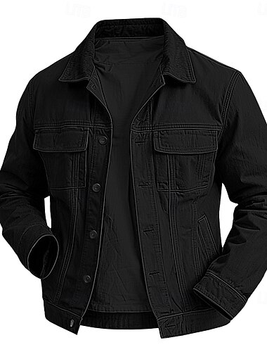  Herren Leichte Jacke Jeansjacke Arbeitsjacke Formell Heim Tasche Winter Frühling & Herbst Herbst Einfarbig Retro Vintage Koreanisch Hemdkragen Regulär Schwarz Braun Kaffee Jacken