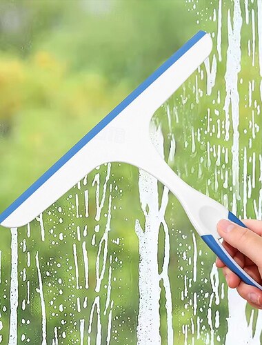  3 ks čisticích škrabek s dlouhou rukojetí pro domácnost, oboustranné silikonové stěrky na koupelnové dlaždice, sklo, zrcadla a odstraňování proti zamlžování