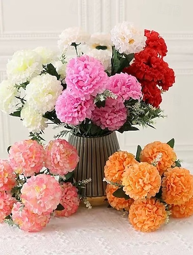  7つの大きな水彩画の龍と鳳凰の造花のブーケ1つ。結婚式、お祝い、家やパーティーの装飾に最適なリアルなブライダルブーケ。