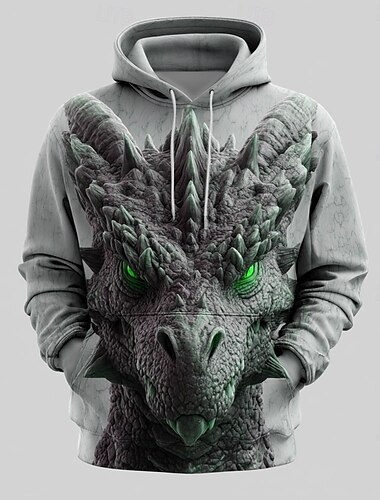  Herren Grafik Drache Kapuzenshirts Pullover Oberbekleidung Sweatshirt mit Kapuze Rundhalsausschnitt Cool 3D-Druck Club Streetwear Rote Blau Kordelzug 3D-Druck Herbst Winter Designer