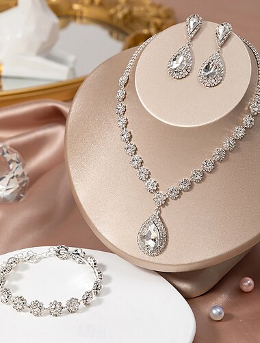  Brautschmuck-Sets 1 Legierung 1 Armband Ohrringe Halskette Damen Stilvoll Niedlich Freude Schmuck-Set Für Party-Abendmode