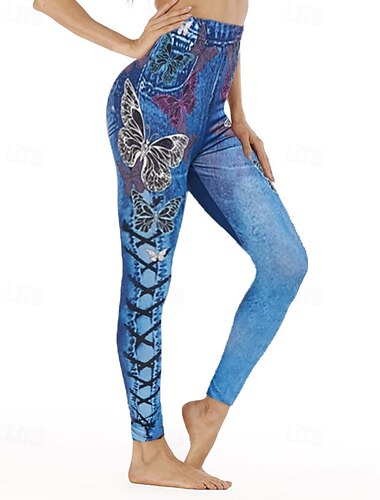  Damen Stoffhosen Leggings Streetwear Lässig Volle Länge Natürliche Taille Blume Druck Bequem Außenbereich Ferien Ausgehen Wein Grau Schwarz Blau Herbst Normale Passform