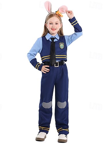  Zootopia Polizei Hase Judy Hopps Outfits Kostüm Abenteuerfilm Cosplay Film Cosplay for Mädchen Kinder Halloween Karneval Welttag des Buches Leistung Pädagogisches Ankleiden Verkleidung für