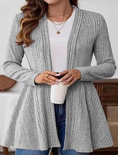  Per donna Giacca Casual Traspirante Confortevole Oversize Semplice Casual Semplice Vacanza Streetwear Casuale Abbigliamento quotidiano Aperto davanti Regolare Collo alla coreana Vestibilità regolare