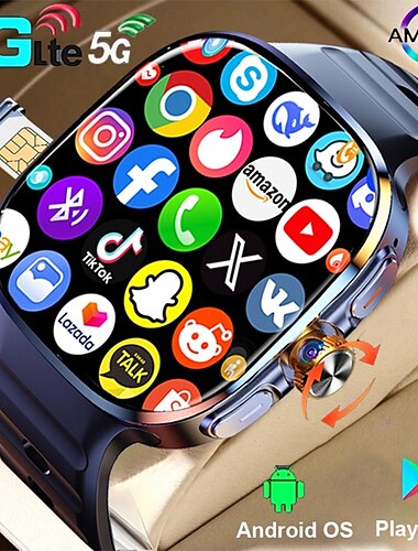  Montre connectée Android Imosi pour hommes, GPS, 3 Go de RAM, 32 Go de ROM, stockage HD, double caméra, NFC, carte SIM 2 Go et 4 Go, Wi-Fi, accès Internet rapide sans fil