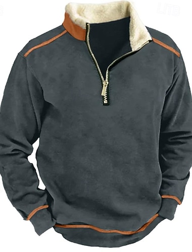  Hombre Sudadera Sudadera con un cuarto de cremallera Azul Marino Media cremallera Plano Bolsillo Deporte Diario Festivos Ropa de calle Fresco Casual Primavera & Otoño Ropa Sudaderas con capucha