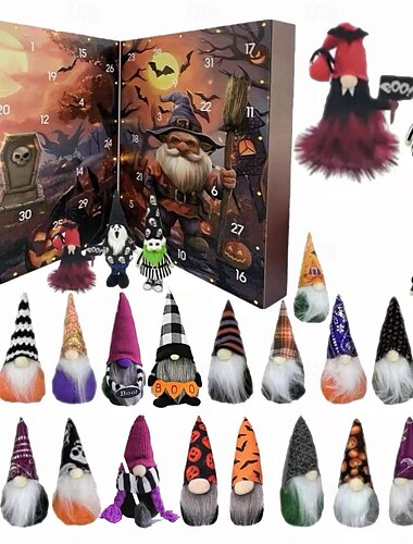  ハロウィン ノーム アドベントカレンダー 2025、24 ピース ノーム デコレーション オーナメント カウントダウン ハロウィン アドベントカレンダー 子供用、ドワーフ オーナメント