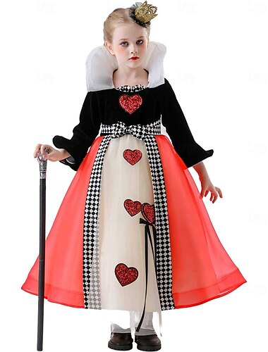  Alice in Wonderland Sprookje Hartenkoningin De rode koningin Venijn Jurken Kostuum Tutu Verhaalboekpersonages Cosplay Film cosplay for Voor meisjes Kinderen Halloween Carnaval Wereldboekendag