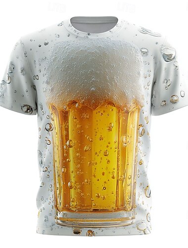  Oktoberfest Herren Bier T Shirt Kurzarm T-Shirt 3D-Druck Rundhalsausschnitt Hemd Übertrieben Designer Party Straße Lässig Weiß 1 Gelb Weiß 2 Sommer Frühling Bekleidung S M L XL XXL XXXL 4XL