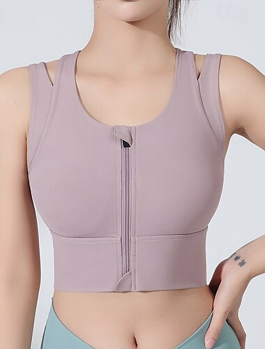  Damen Yoga-BH Panzer Pilates-BH Unterwäsche Hohe Stützen Atmungsaktiv schweißabsorbierend Bürgellos Mit Pads Einfarbig Sport Sportkleidung Schwarz Gelb Fitnessstudio Pilates Zumba