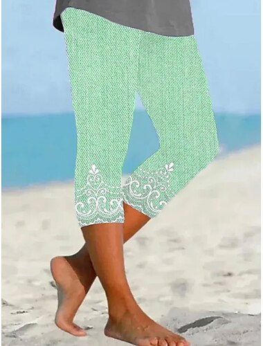  Damen Leggings Urlaub Vintage Mode Capris Hohe Taille Blumen Grafik Drucken Atmungsaktiv Weich Dehnbar Formell Outdoor Urlaub Rosa Blau Grün Grau Sommer Frühling Schmale Passform