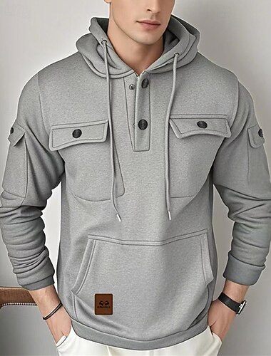  Per uomo Felpa con cappuccio Nero Vino Blu marino Blu Cammello Con Cappuccio Semplice Tasca Sport & Outdoor Quotidiano Ferie Poliestere Streetwear Essenziale Casual Autunno Inverno Abbigliamento