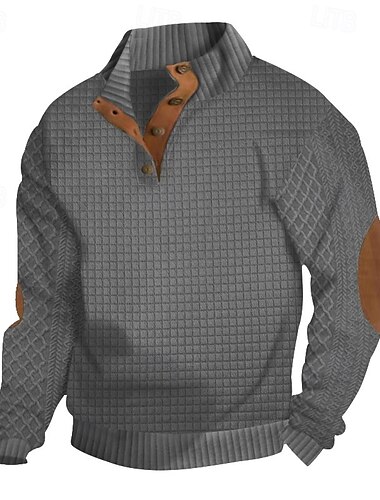  Per uomo Maglia Felpa Polo Nero Bianco Verde militare Cachi Grigio Colletto Mao Semplice Testurizzato Sport & Outdoor Casuale Quotidiano Streetwear Cool Designer Primavera & Autunno Abbigliamento
