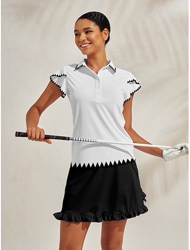  Femmes T-shirt POLO Blanche Manche Courte Top Vêtements de golf pour femmes, tenues, vêtements