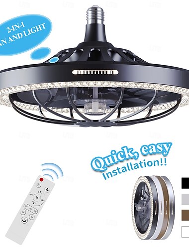  neuer Steckdosenventilator mit Licht und Fernbedienung, Steckdosen-Deckenventilator, leicht zu reinigen, bündig montierte Deckenventilatoren mit Beleuchtung für Schlafzimmer, Kinderzimmer, Wohnzimmer
