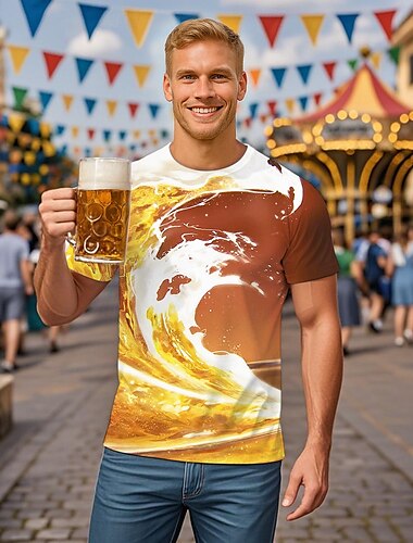  Oktoberfest Øl T-skjorte Lederhosen T-skjorte Match Bayersk München Tysk Graphic Til Herre Voksne Karneval Oktoberfest øl 3D-utskrift Fest
