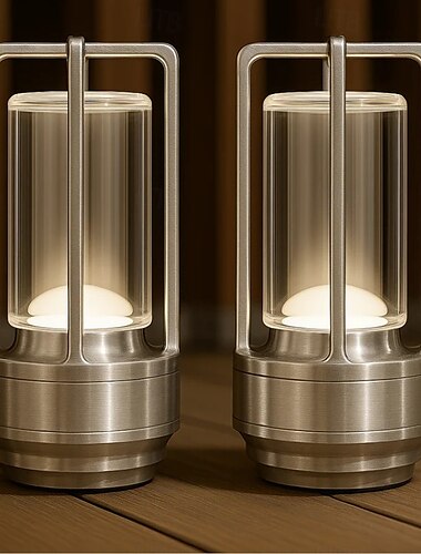  Kristalllaternenlicht, batteriebetriebene, wiederaufladbare, kabellose Kristall-Tischlaternenlampe von Czgor mit 3 Farben, tragbare kleine LED-Schreibtischlampe für drinnen/draußen, Terrasse, Camping,