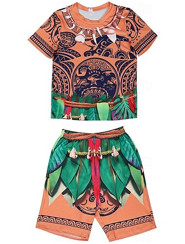  Moana Maui Outfits Kostüm T-Shirt Abenteuerfilm Cosplay Film Cosplay for Jungen Kinder Halloween Karneval Welttag des Buches Leistung Pädagogisches Ankleiden Verkleidung für Schulveranstaltungen