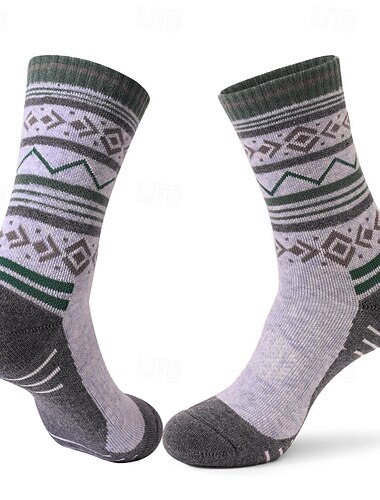  1 Paar Herren Merino Wollsocken Wandersocken Laufsocken Sportsocken Thermo Warm Atmungsaktiv Anti Blasen Schweißableitend Winter Outdoor Mid Crew Patchwork Wolle Dunkelgrau Schwarz Blau zum Laufen
