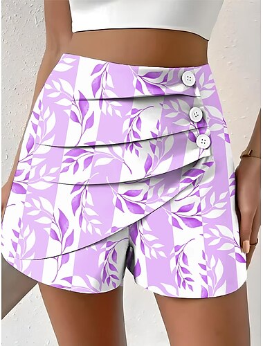  Damen Chinos Shorts Urlaub Vintage Ethno-Stil Kurz Mittlere Taillenlinie Plissiert Urlaub Straße Täglich kleiner Finger Amethyst Rubinrot Grün Sommer Frühling Normale Passform