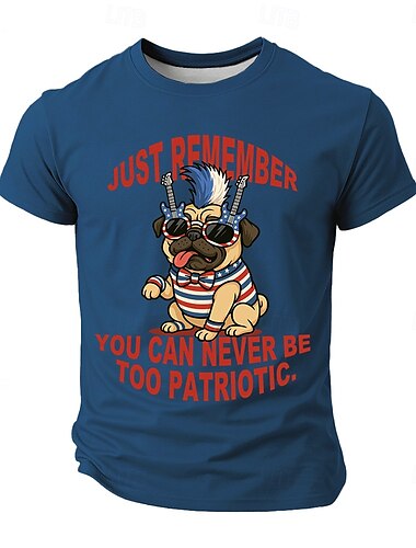  Amerikanischer Unabhängigkeitstag Herren Lustiger Slang T Shirt Kurzarm T-Shirt 3D-Druck Rundhalsausschnitt Hemd Mode Täglich Basic Straße Lässig Täglich Schwarz Weiß Blau Sommer Frühling Bekleidung