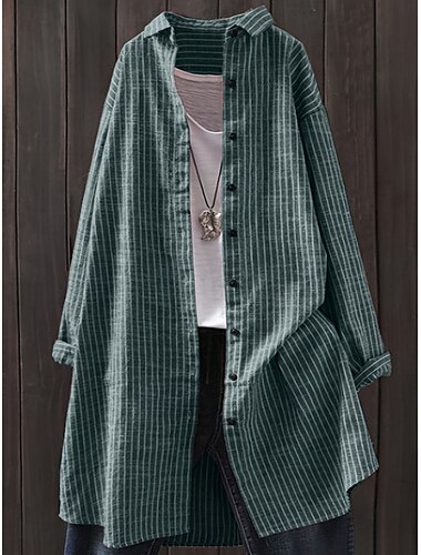  Damen Hemdjacke Freizeitjacke Bequem Atmungsaktiv Knöpfe Druck Lässig Karomuster Urlaub Straße Lässig Alltagskleidung Einreihig Lang Umlegekragen Normale Passform Langarm Oberbekleidung Schwarz Rote