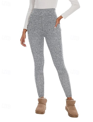  Damen Pilates-Leggings Outdoorhosen Sporthosen Tasche Leicht Warm Pilates Fitnessstudio Laufen Hosen Schwarz Hellgrau Übergröße Sport Sportkleidung Mikroelastisch