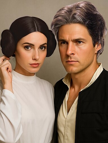  Damen Leia Weltraumprinzessin Kostüm Dutt Perücke Cosplay neue Halloween Perücken