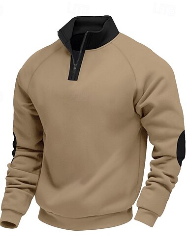  Per uomo Maglia Felpa con zip corta Nero Blu marino Cammello Grigio chiaro Grigio scuro Mezza zip Blocco di colori Sport & Outdoor Quotidiano Ferie Poliestere Streetwear Essenziale Casual Primavera