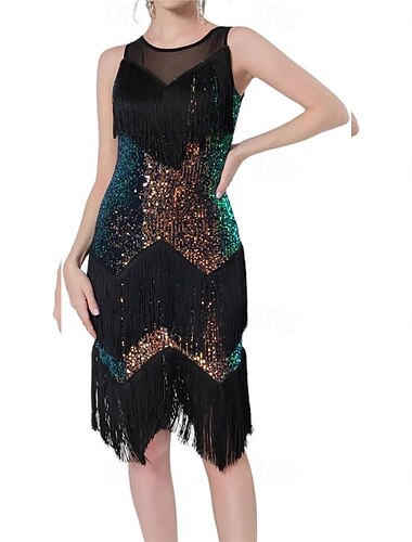  Latin Dance Set Ballsaal Frauen Tanzwettbewerb Kleid Fransen Latin Tanzkostüm Tango Salsa funkelnden