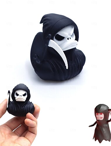  Halloween Grim Reaper Duck 3D-printet figur, Death Anch-ornament, uhyggelig skeletandstatue til Halloween-dekoration, gotisk harpiks-Reaper Duck-samlergave
