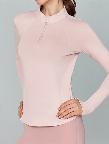  Damen Sportshirts Weichheit Atmungsaktiv Leuchtender Reißverschluss Langarm Sport Einfarbig Oberteil Für Pilates Zumba Laufen Sportkleidung