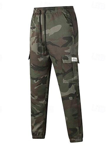  Herren Wanderhosen Fleecehosen Thermohosen Tarnung Außen Normale Passform Wasserdicht Winddicht Unterteile Tasche Elastischer Bund Armeegrün Grün Camping / Wandern Laufen S M L XL XXL