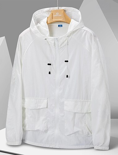  Herren Damen Unisex Laufjacke Outdoorjacke Cargo-Jacke Tasche Vollreißverschluss Langarm Oberbekleidung Sportlich Sonnenschutz Atmungsaktiv Schnelltrocknend Leicht Tennis Golfspiel Laufen