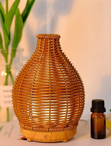  1-teiliger Aromamaster im Rattan-Stil – wasserloser Diffusor für ätherische Öle mit automatischer Abschaltung für Aromatherapie-Befeuchtung und Luftreinigung mit flüsterleisem Betrieb und tragbarem