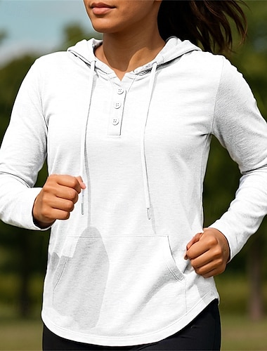  Per donna Maglia da corsa Maglia da tennis Bottoni Manica Lunga Maglietta Traspirante Asciugatura Rapida Leggero Tennis Golf Corsa abbigliamento sportivo Abbigliamento sportivo Tinta unita Nero