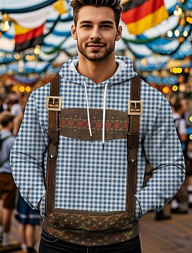  Oktoberfestbier Kapuzensweatshirt Druck Fronttasche Grafik Für Herren Erwachsene Karneval Oktoberfestbier 3D-Druck Urlaub Party