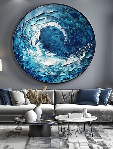  Pintura de playa minimalista pintada a mano, arte de pared texturizado, pintura de olas del océano sobre lienzo, arte de pared, decoración de moda para sala de estar