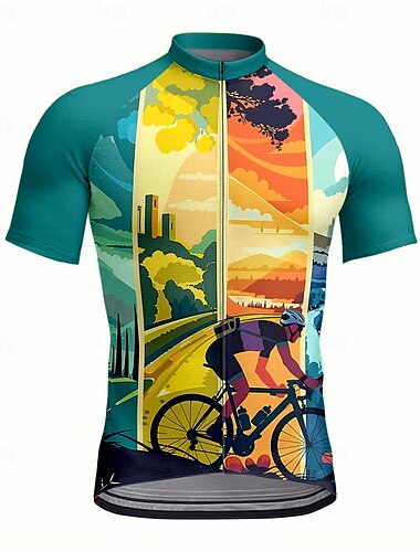  Hombre Mujer Maillot de Ciclismo Manga Corta Bicicleta Maillot Camiseta con 3 bolsillos traseros Resistente a los rayos UV Secado rápido Cremallera delantera Bandas Reflectantes Verde Deportes Ropa