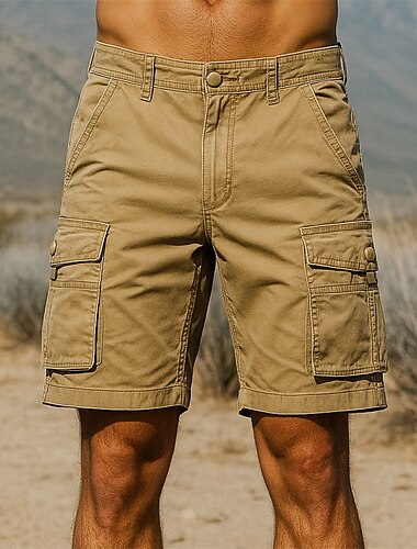  Herre Shorts med lommer Trekking-shorts camouflage Sommer Udendørs Regulær Hurtigtørrende Letvægt Elastisk Åndbart Shorts Mørk kaki militærgrøn Bomuld Tennis Golf Løb 29 30 31 32 34