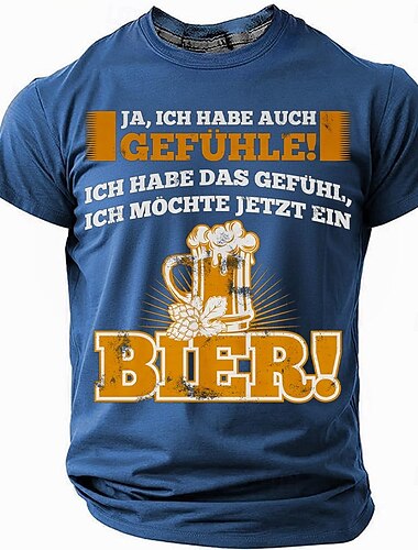  Oktoberfest Herren Bier Lustiger Slang T Shirt Kurzarm T-Shirt 3D-Druck Rundhalsausschnitt Hemd Mode Übertrieben Täglich Party Straße Lässig Schwarz Rote Blau Sommer Frühling Ganzjahres Bekleidung S