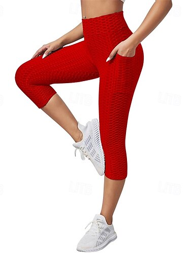  Damen Caprihose Leggings Streetwear Lässig Wadenlang Hohe Taille Einfach Elastischer Bund Atmungsaktivität Dehnbar Urlaub Straße Alltagskleidung Schwarz Rosa Blau Dunkelgrau Herbst Normale Passform